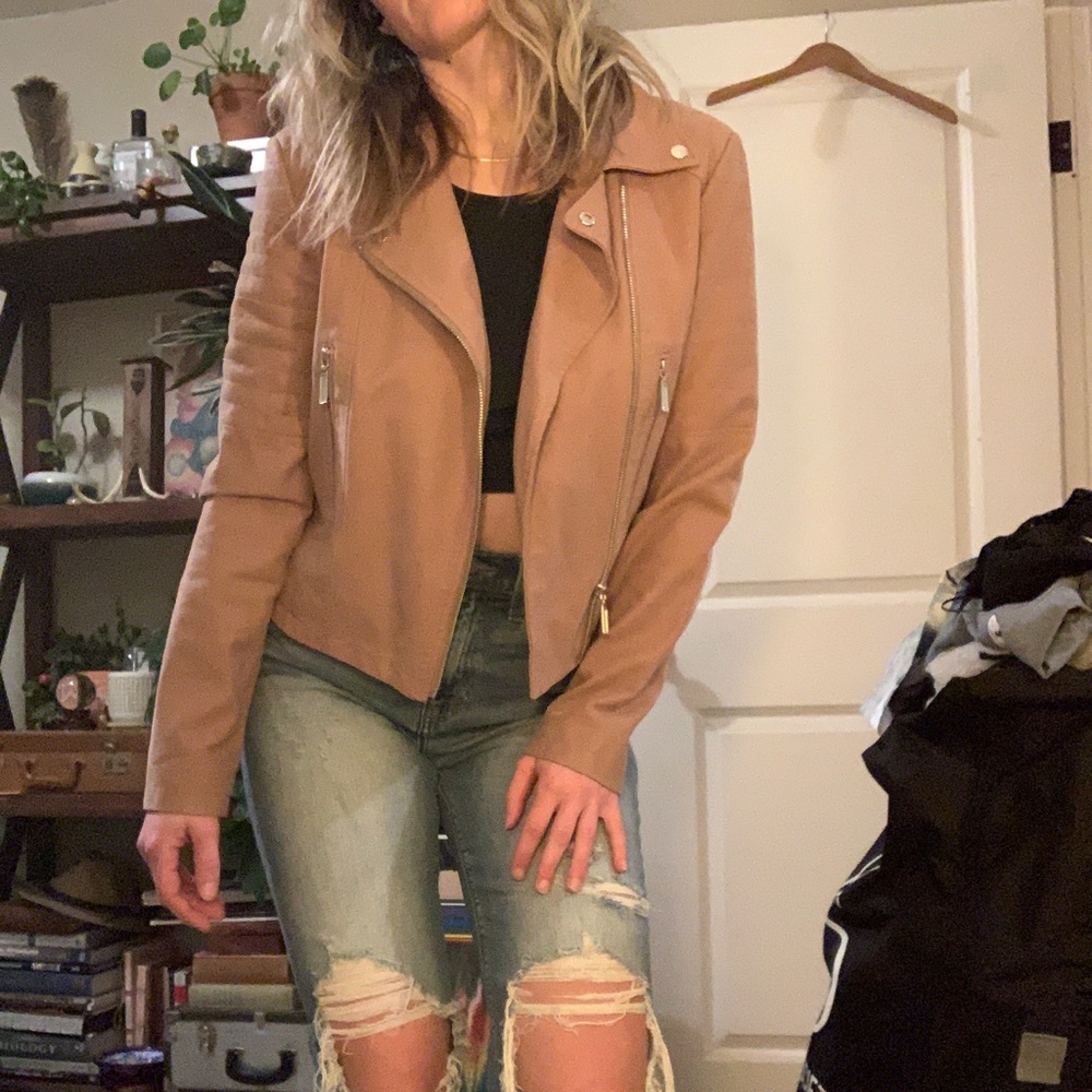Wild Pearl Dusty Rose Faux Leather Jacket